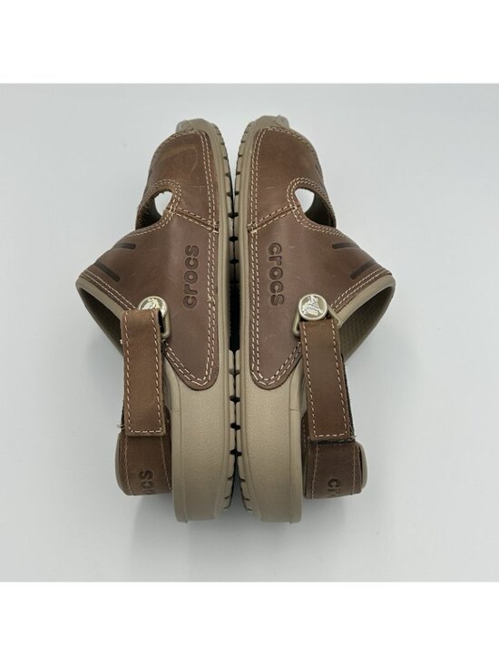 Crocs Yukon Men\'s Size 8 Brown Leather Strap Comfort Slides Open Toe Sandals main image 12